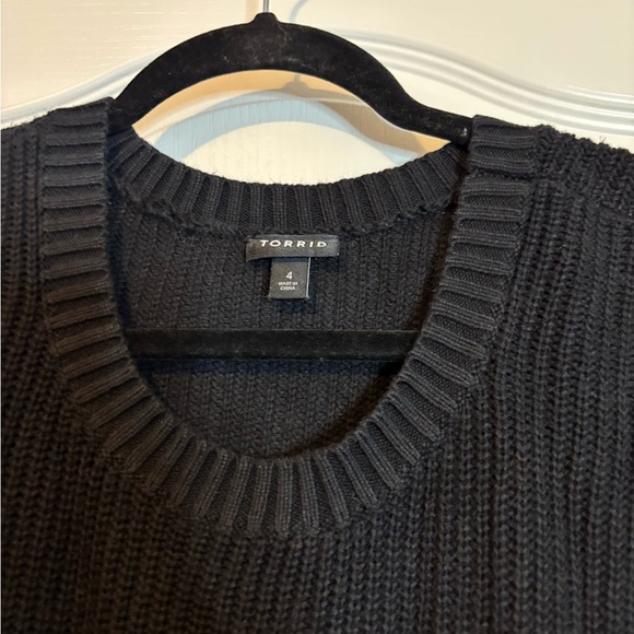 torrid size 4 Black Lace-Up Ribbed Crewneck Sweater - Picture 2 of 7